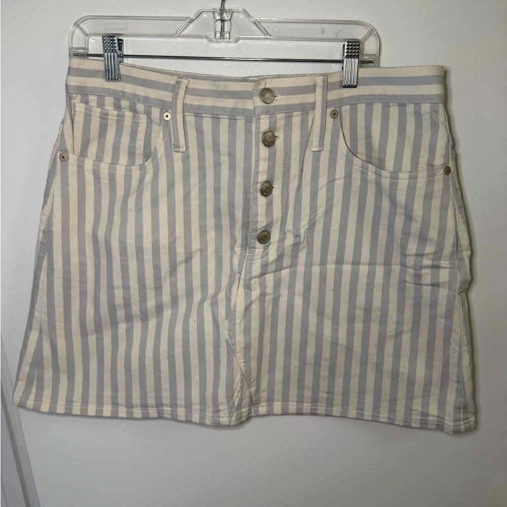 Madewell Striped Button-Front Skirt